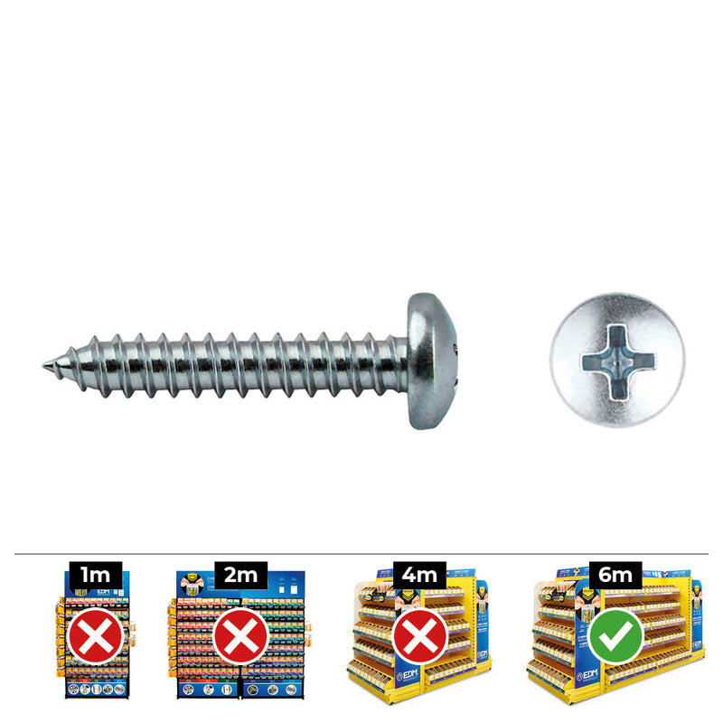 Box 250 Units, Philips Pan Head Screw Din/Ref 7981 3.9x25mm Zinc Plated