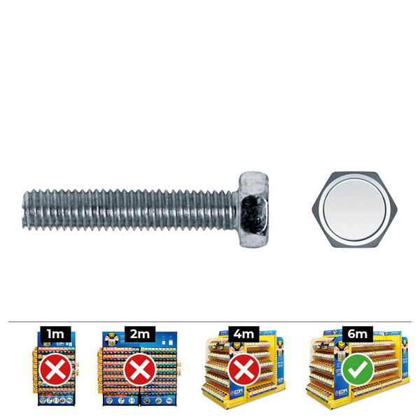 Caja 50 Unid, Tornillo Metrica Hexagonal Din/Ref 933 Ø8X60Mm Zincado Celo