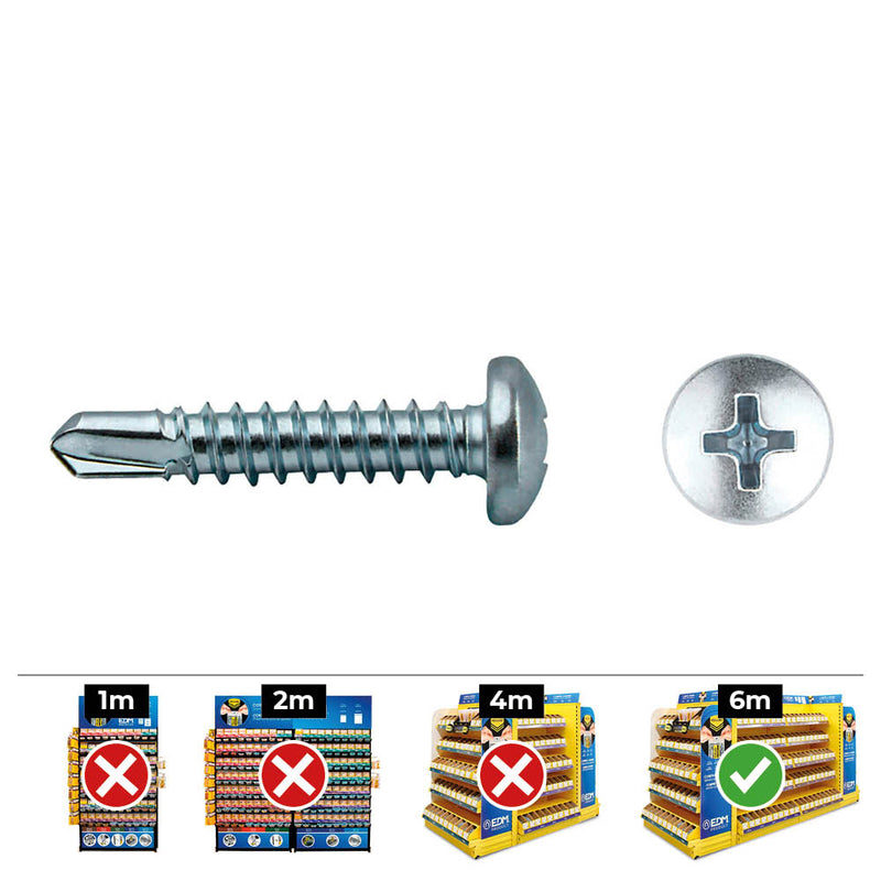 Box of 500 units, domed drill bit tip (sheet metal thread) Philips Din/Ref 7504N Ø3, 9x13mm zinc plated