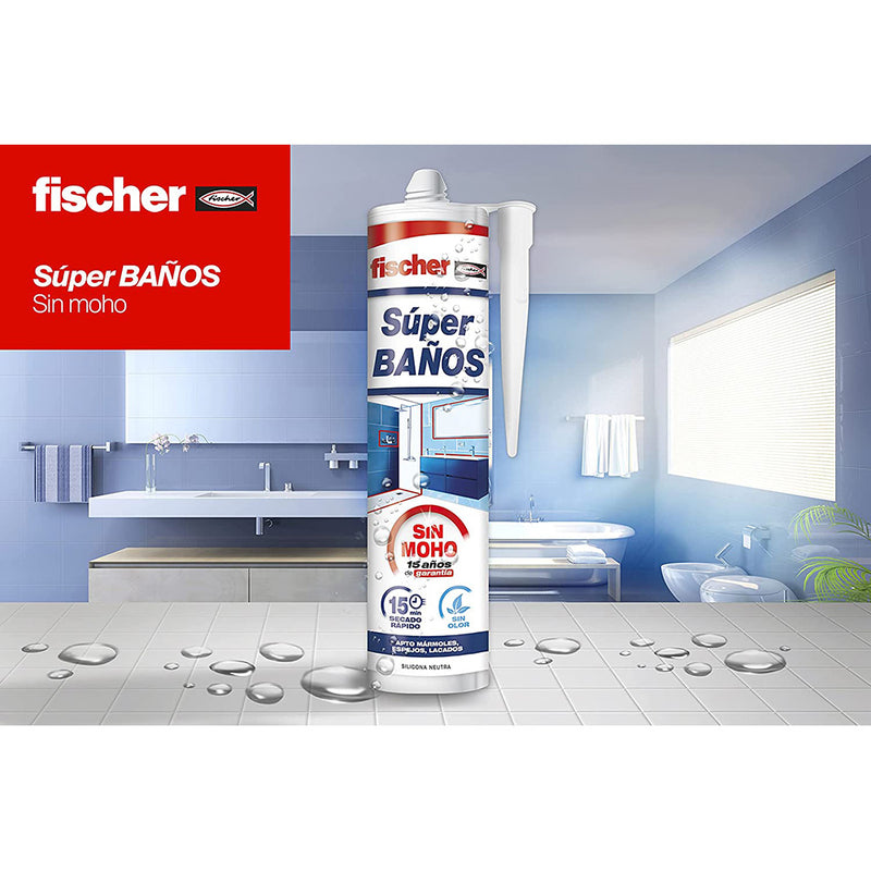 Super Baños Silicona Translúcida Antimoho Sin Olor 280Ml 563065 Fischer