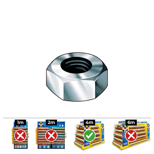 Caja 1000 Unid, Tuerca Hexagonal Din/Ref 934 Ø4Mm Zincado Celo