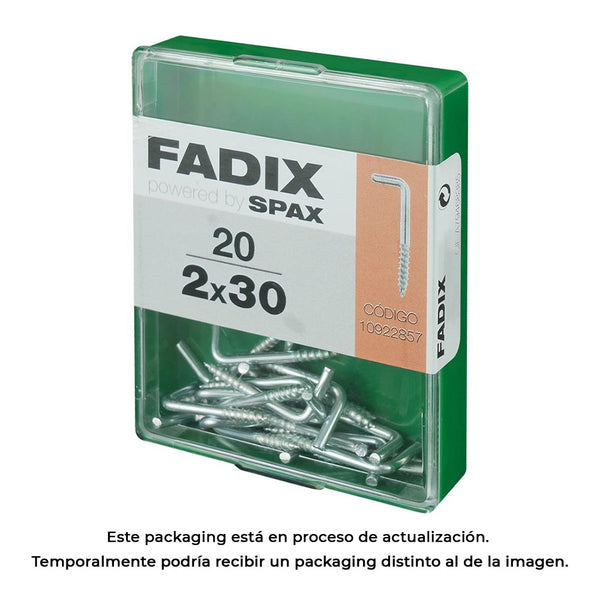 Box M 20 Units, Threaded Hook Zinc 2.0x30mm Fadix