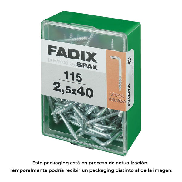 Box M 115 Units, Threaded Hook Zinc 2.5x40mm Fadix