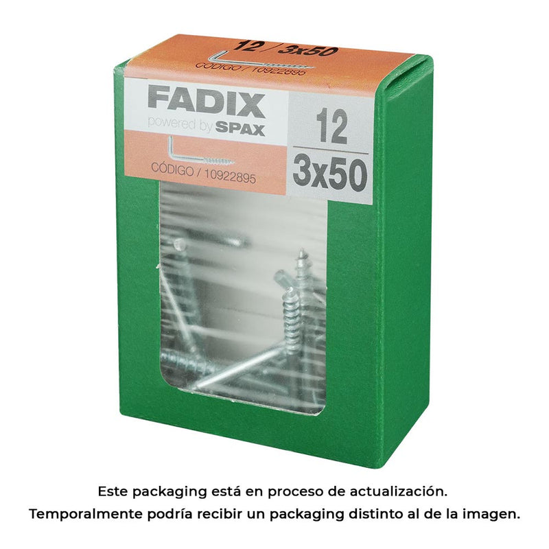 Box M 12 Units, Threaded Hook Zinc 3.0x50mm Fadix