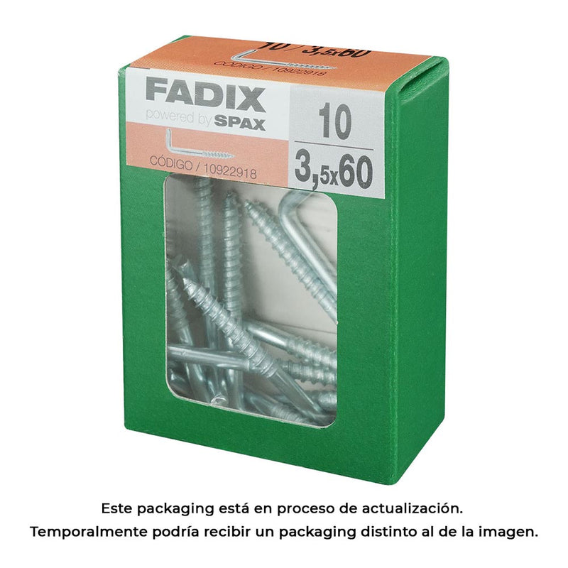 Box M 10 Units, Threaded Hook Zinc 3.5X60Mm Fadix