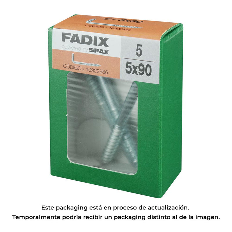 Box M 5 Units, Zinc Threaded Hook 5.0x90mm Fadix