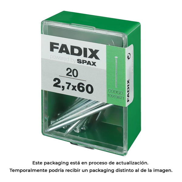 Caja M 20 Unid, Clavo Cp Acero 2,7X60Mm Fadix