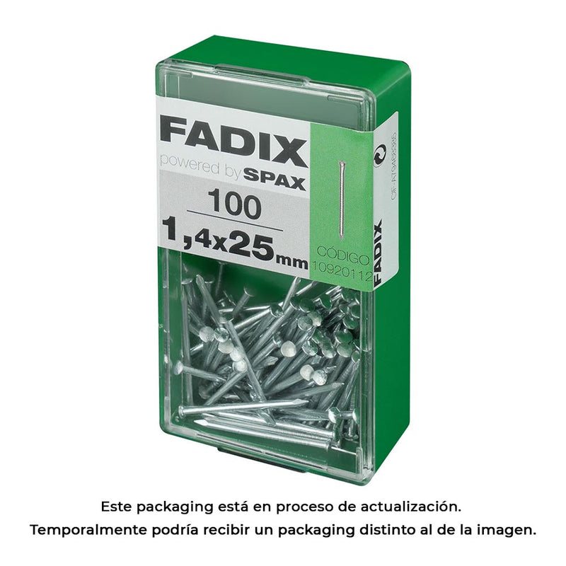 Box S 100 Units, C Nail, Reduced Steel 1.4X25Mm Fadix