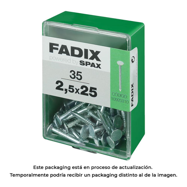 Caja M 35 Unid, Clavo Cp Ancha Acero 2,5X25Mm Fadix