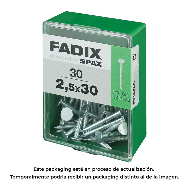 Caja M 30 Unid, Clavo Cp Ancha Acero 2,5X30Mm Fadix