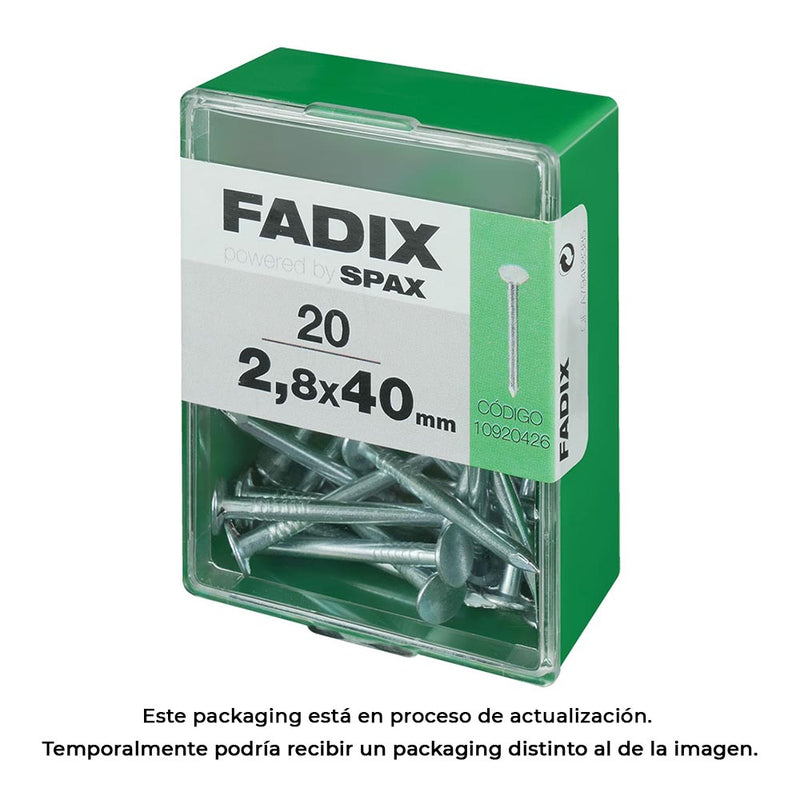 Box M 20 Units, Wide Cp Nail Steel 2.8X40Mm Fadix