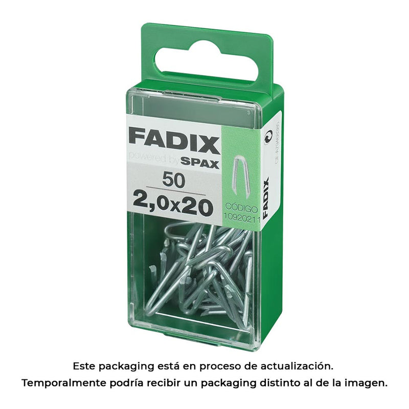 Box S 50 Units, Zinc Staples 2.0x20mm Fadix