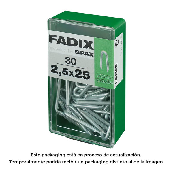 Box S 30 Units, Zinc Staples 2.5X25Mm Fadix