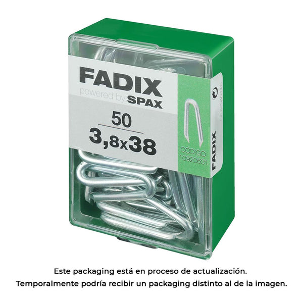 Box M 50 Units, Zinc Staples 3.8x38mm Fadix