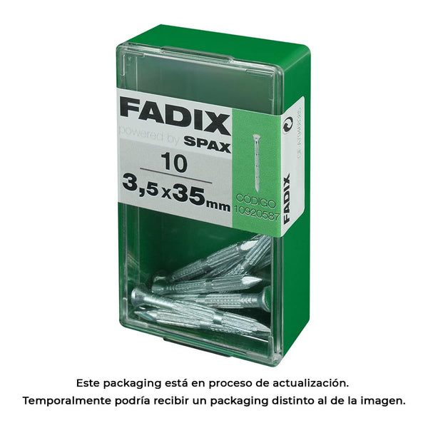 Caja S 10 Unid, Clavo Cp Estriado Acero 3,5X35Mm Fadix