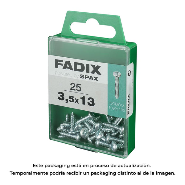 Caja M 25 Unid, Tornillo Rosca Chapa Cr Cinc 3,5X13Mm Fadix