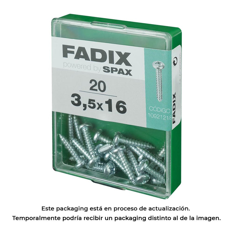 Box M 20 Units, Sheet Metal Thread Screw Cr Zinc 3.5X16Mm Fadix