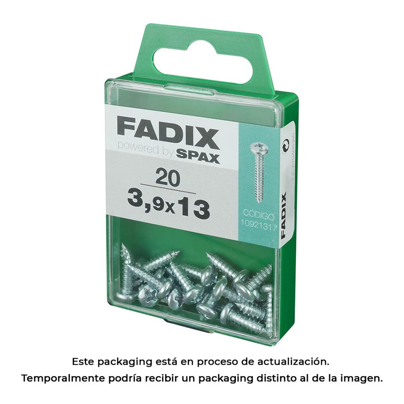 Caja M 20 Unid, Tornillo Rosca Chapa Cr Cinc 3,9X13Mm Fadix