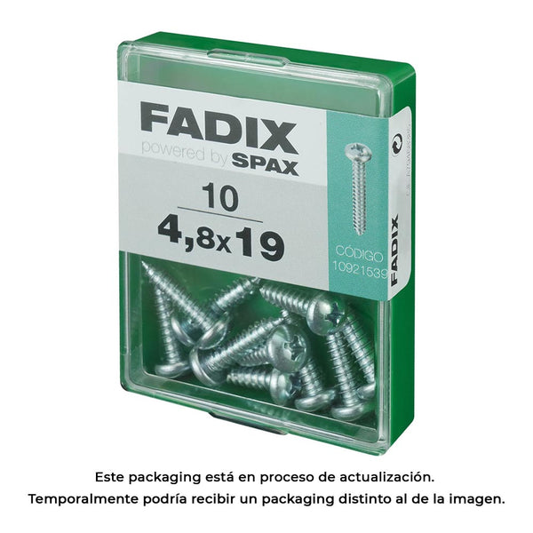 Box M 10 Units, Sheet Metal Screw Cr Zinc 4.8X19Mm Fadix