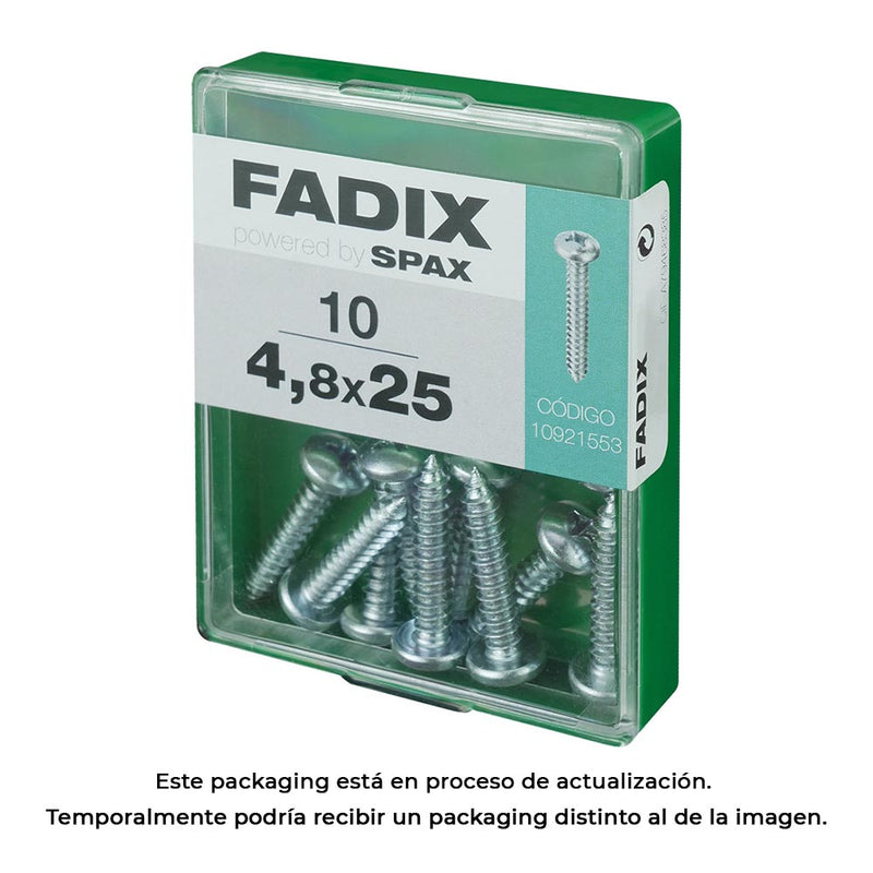 Box M 10 Units, Sheet Metal Screw Cr Zinc 4.8x25mm Fadix