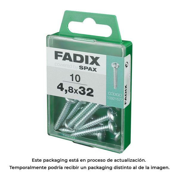 Caja M 10 Unid, Tornillo Rosca Chapa Cr Cinc 4,8X32Mm Fadix