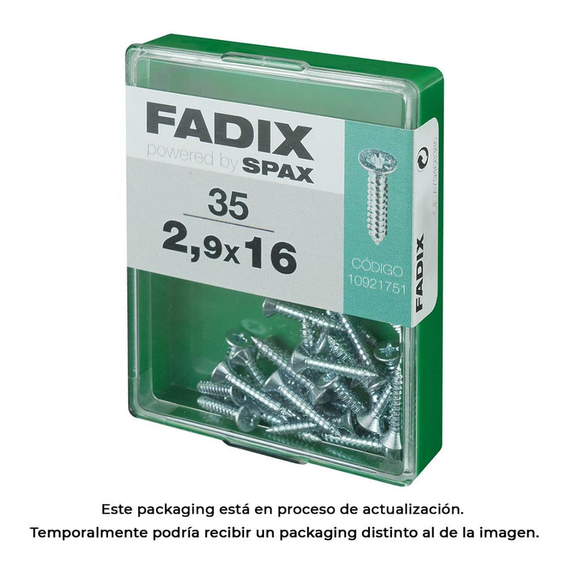 Caja M 35 Unid, Tornillo Rosca Chapa Cp Cinc 2,9X16Mm Fadix