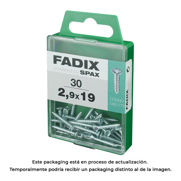 Box M 30 Units, Sheet Metal Screw Cp Zinc 2.9X19Mm Fadix