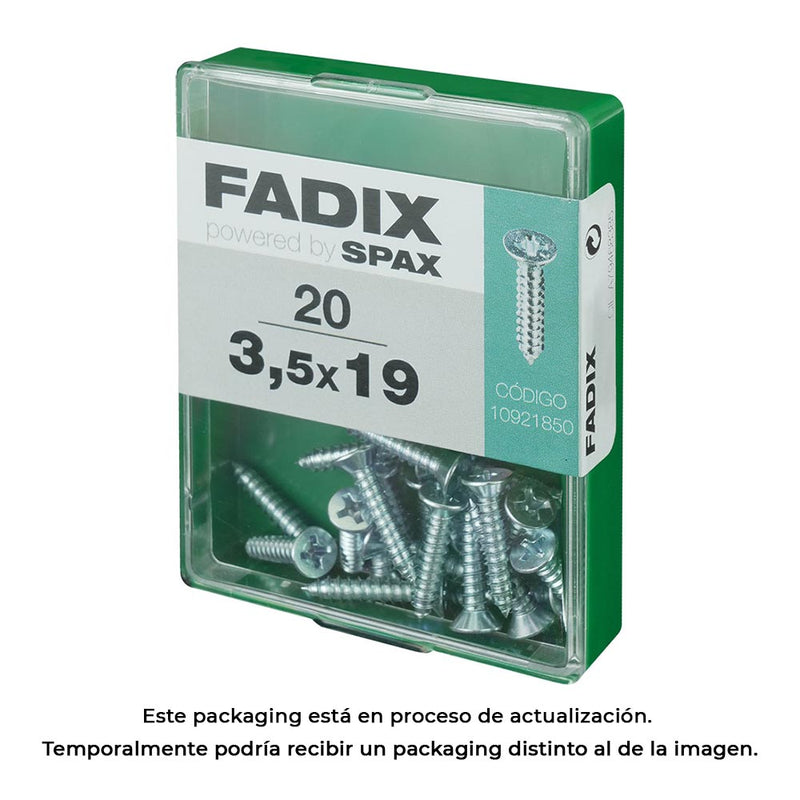 Box M 20 Units, Sheet Metal Screw Cp Zinc 3.5X19Mm Fadix