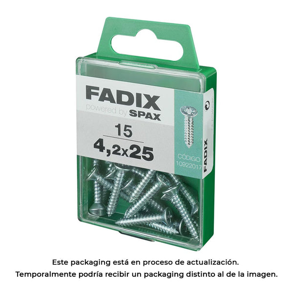 Caja M 15 Unid, Tornillo Rosca Chapa Cp Cinc 4,2X25Mm Fadix