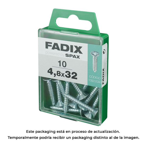 Caja M 10 Unid, Tornillo Rosca Chapa Cp Cinc 4,8X32Mm Fadix