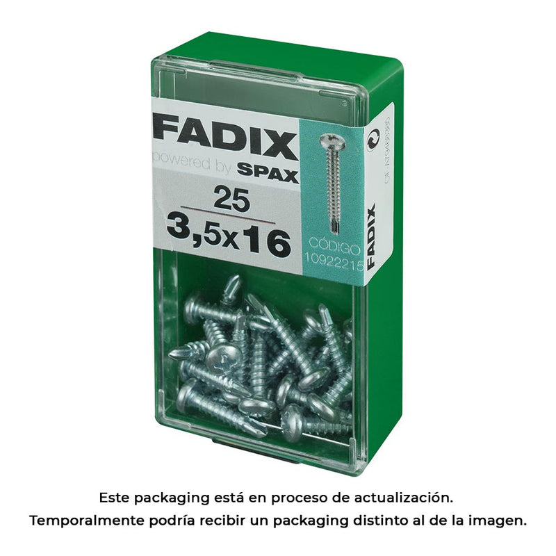 Caja S 25 Unid, Tornillo Rosca Chapa Cr Autot, 3,5X16Mm Fadix