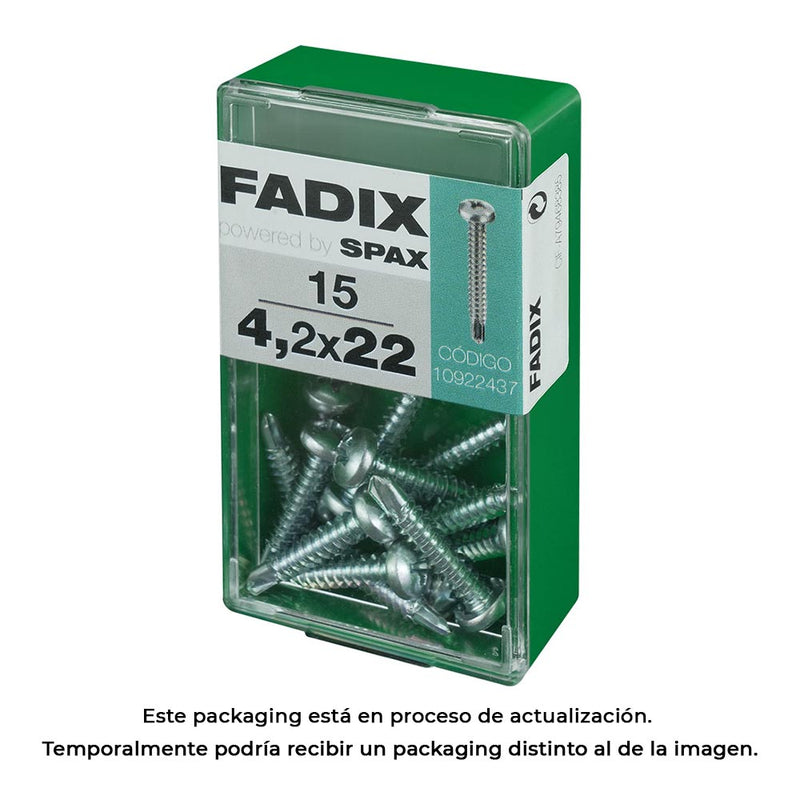 Caja S 15 Unid, Tornillo Rosca Chapa Cr Autot, 4,2X22Mm Fadix