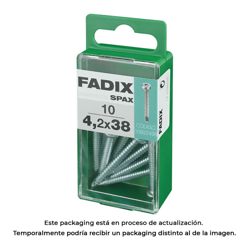 Caja S 10 Unid, Tornillo Rosca Chapa Cr Autot, 4,2X38Mm Fadix