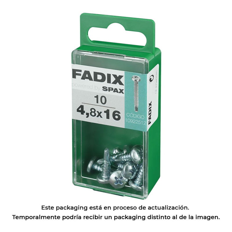 Caja S 10 Unid, Tornillo Rosca Chapa Cr Autot, 4,8X16Mm Fadix