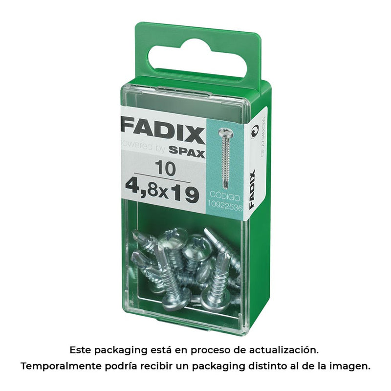 Caja S 10 Unid, Tornillo Rosca Chapa Cr Autot, 4,8X19Mm Fadix