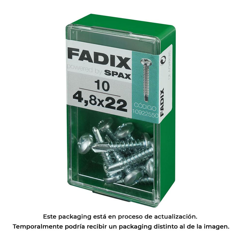 Caja S 10 Unid, Tornillo Rosca Chapa Cr Autot, 4,8X22Mm Fadix