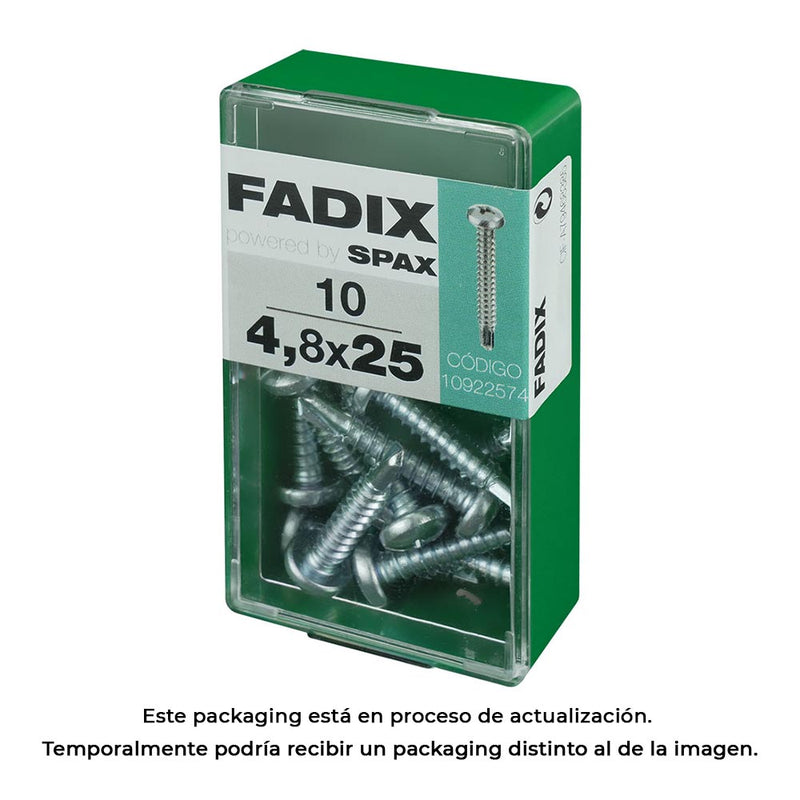 Caja S 10 Unid, Tornillo Rosca Chapa Cr Autot, 4,8X25Mm Fadix