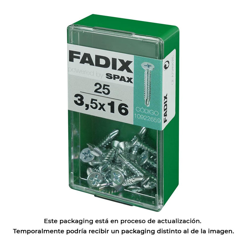 Caja S 25 Unid, Tornillo Rosca Chapa Cp Autot, Cinc 3,5X16Mm Fadix