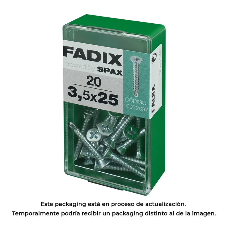 Caja S 20 Unid, Tornillo Rosca Chapa Cp Autot, Cinc 3,5X25Mm Fadix