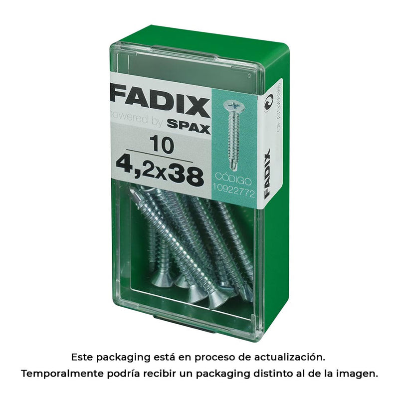 Caja S 10 Unid, Tornillo Rosca Chapa Cp Autot, Cinc 4,2X38Mm Fadix