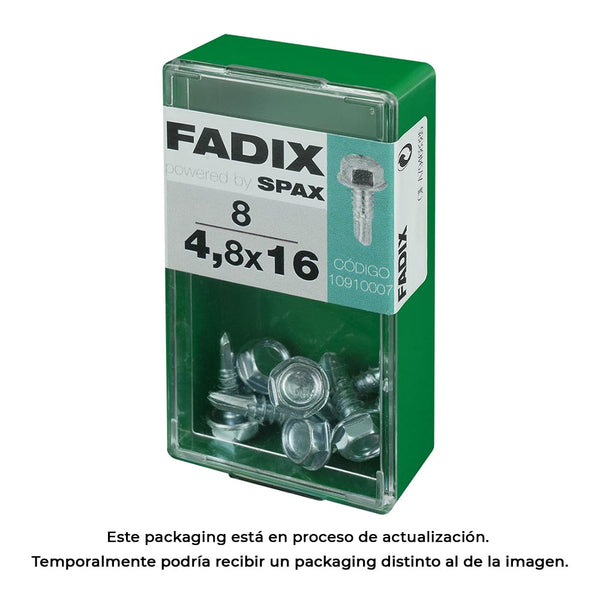 Box S 8 Pcs, Self-Tapping Hexagonal Sheet Metal Screw, 4.8x16mm Fadix