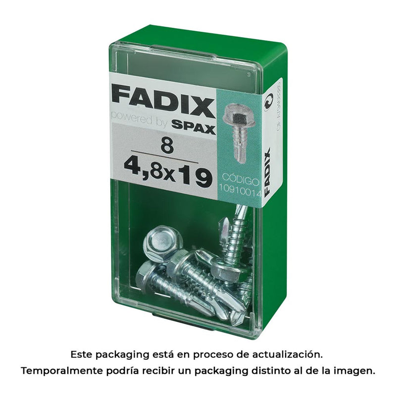 Box S 8 Pcs, Self-Tapping Hexagonal Sheet Metal Screw, 4.8x19mm Fadix