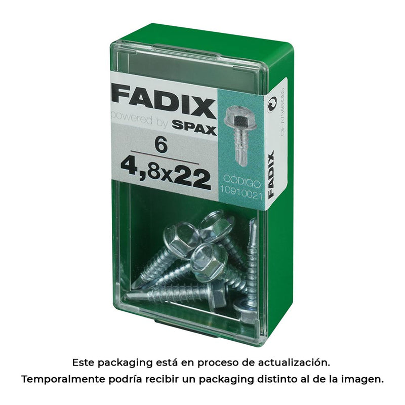 Caja S 6 Unid, Tornillo Rosca Chapa Hexagonal Autot, 4,8X22Mm Fadix