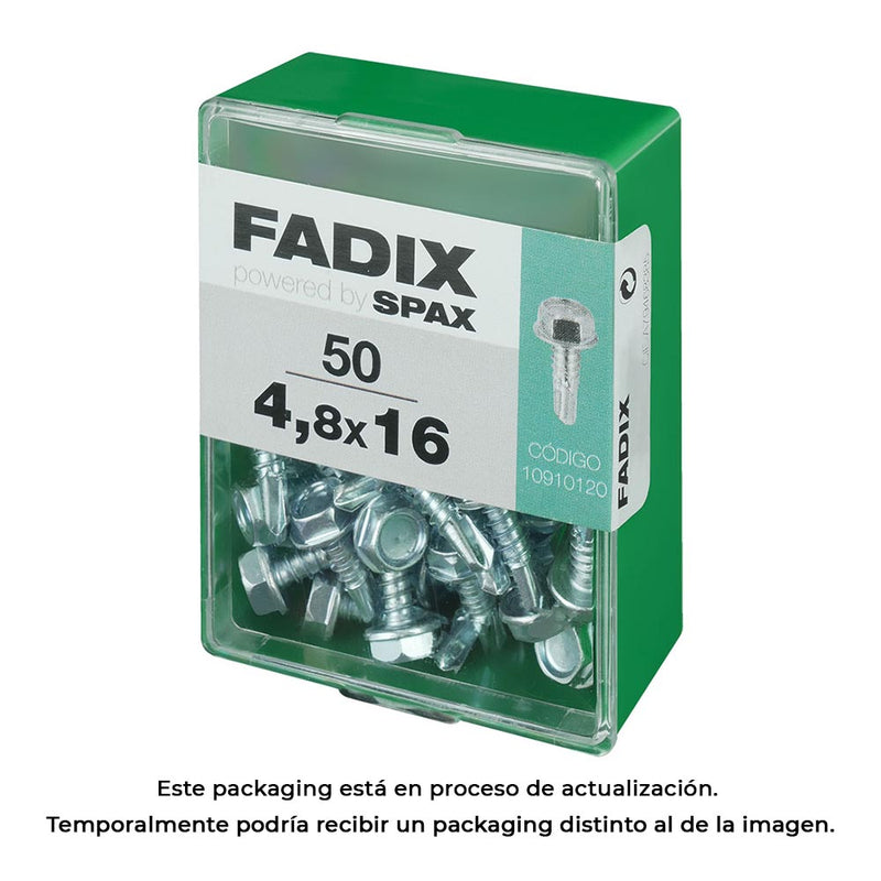 Caja M 50 Unid, Tornillo Rosca Chapa Hexagonal Autot, 4,8X16Mm Fadix