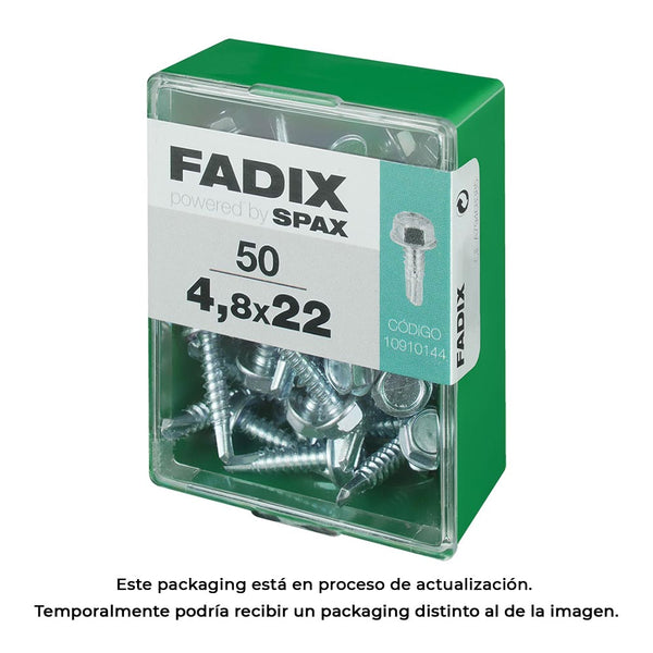 Caja M 50 Unid, Tornillo Rosca Chapa Hexagonal Autot, 4,8X22Mm Fadix