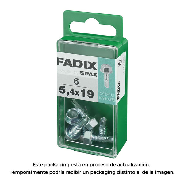 Box S 6 Pcs, Self-Tapping Hexagonal Sheet Metal Screw, 5.4x19mm Fadix