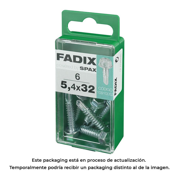 Caja S 6 Unid, Tornillo Rosca Chapa Hexagonal Autot, 5,4X32Mm Fadix