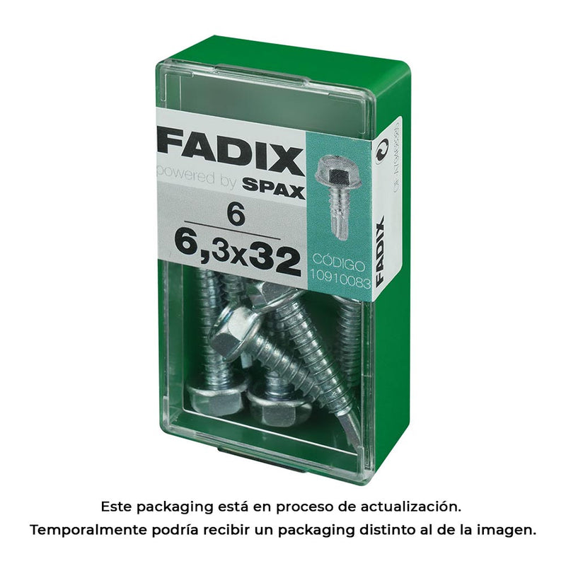 Box S 6 Pcs, Self-Tapping Hexagonal Sheet Metal Screw, 6.3x32mm Fadix