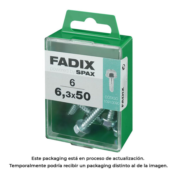 Caja S 6 Unid, Tornillo Rosca Chapa Hexagonal Autot, 6,3X50Mm Fadix