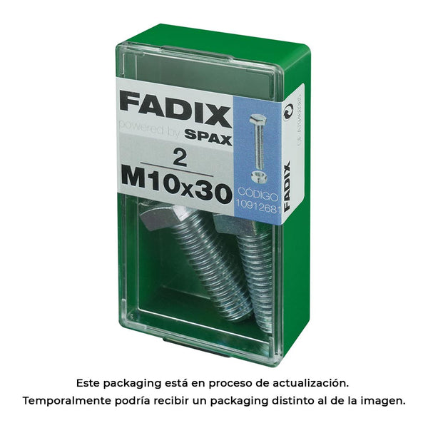 Box S 2 Units, Metric Screw Hex Head + Nut Zinc M 10X30Mm Fadix